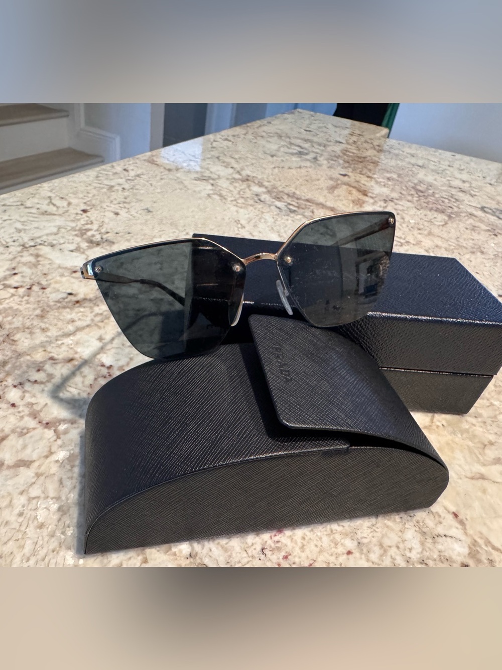 Gold Frame Black Lens Women's Cat-Eye Sunglasses
